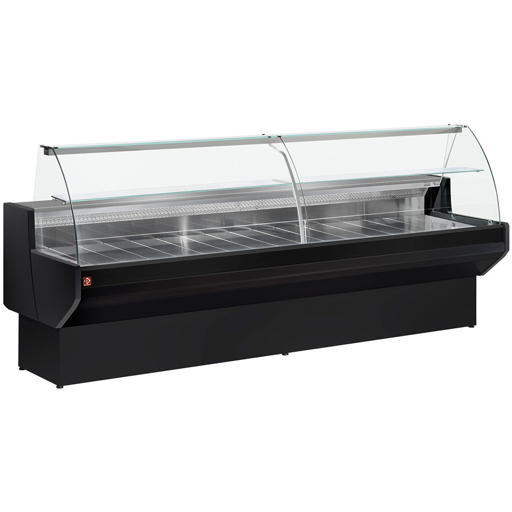 Diamond Refrigerated display counter curved glass, ventilated, with reserve - BLACK - ML10/B5-VV/R2