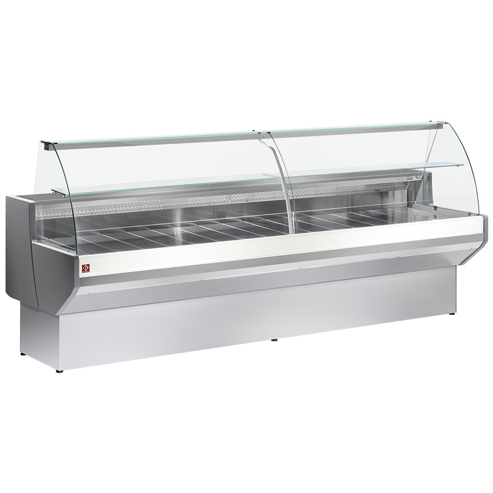 Diamond Refrigerated display counter, curved glass with storage space - GREY/WHITE - ML15/E8-R2