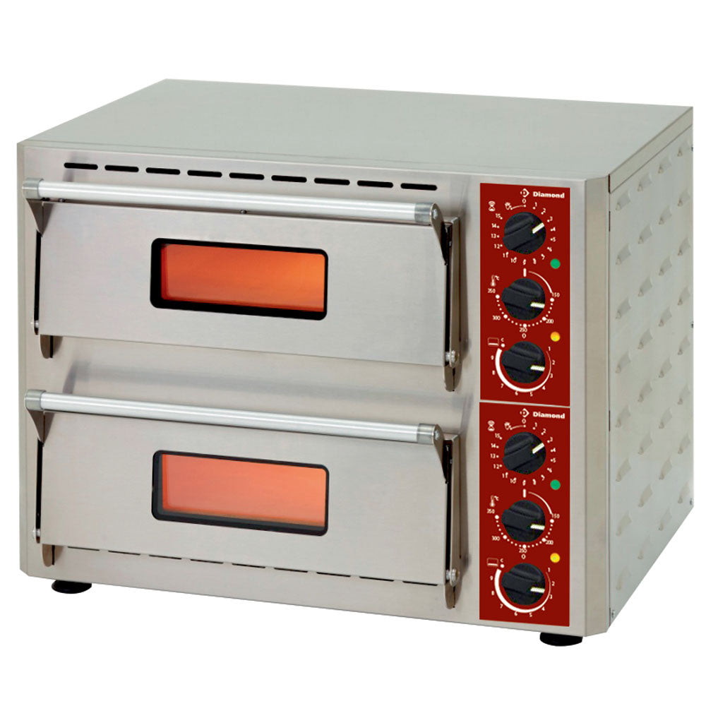 Diamond Elektroofen für Pizza, 2 Kammern (3 +3 kW), 430x430xh100 mm - PIZZA-QUICK/43-2C