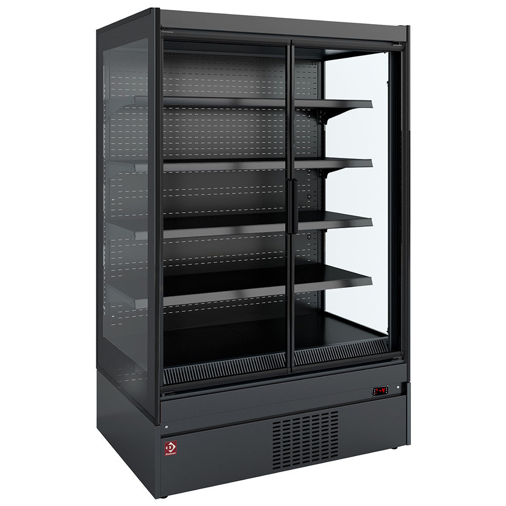 Diamond Refrigerated wall element, glass sides, self-service, swinging doors - Black decor - SCM20-C5