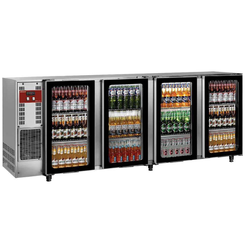 Diamond Back Bar Cooler, roestvrij staal, 4 glazen deuren, 783 liter - TAVX/4G-R2