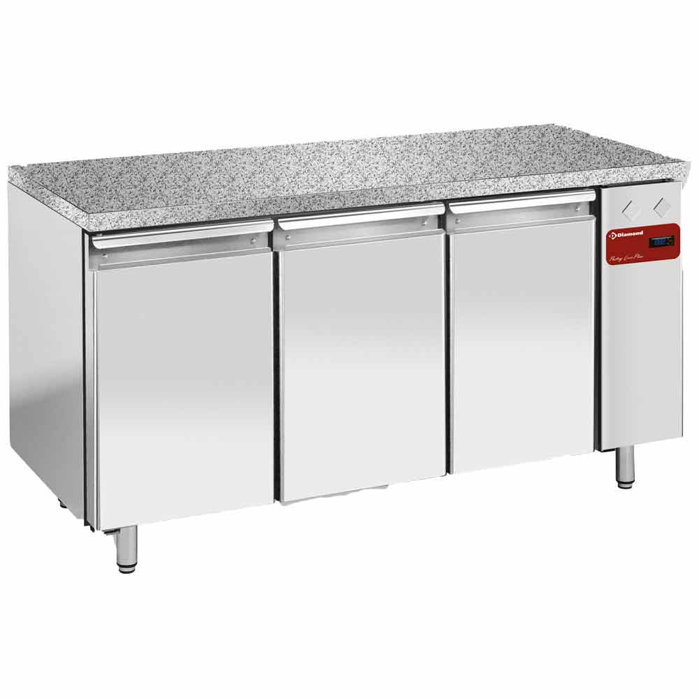 Diamond Refrig. table, vent., 3 doors EN 600x400 - Granite Top (without group) - TPS3N/HG