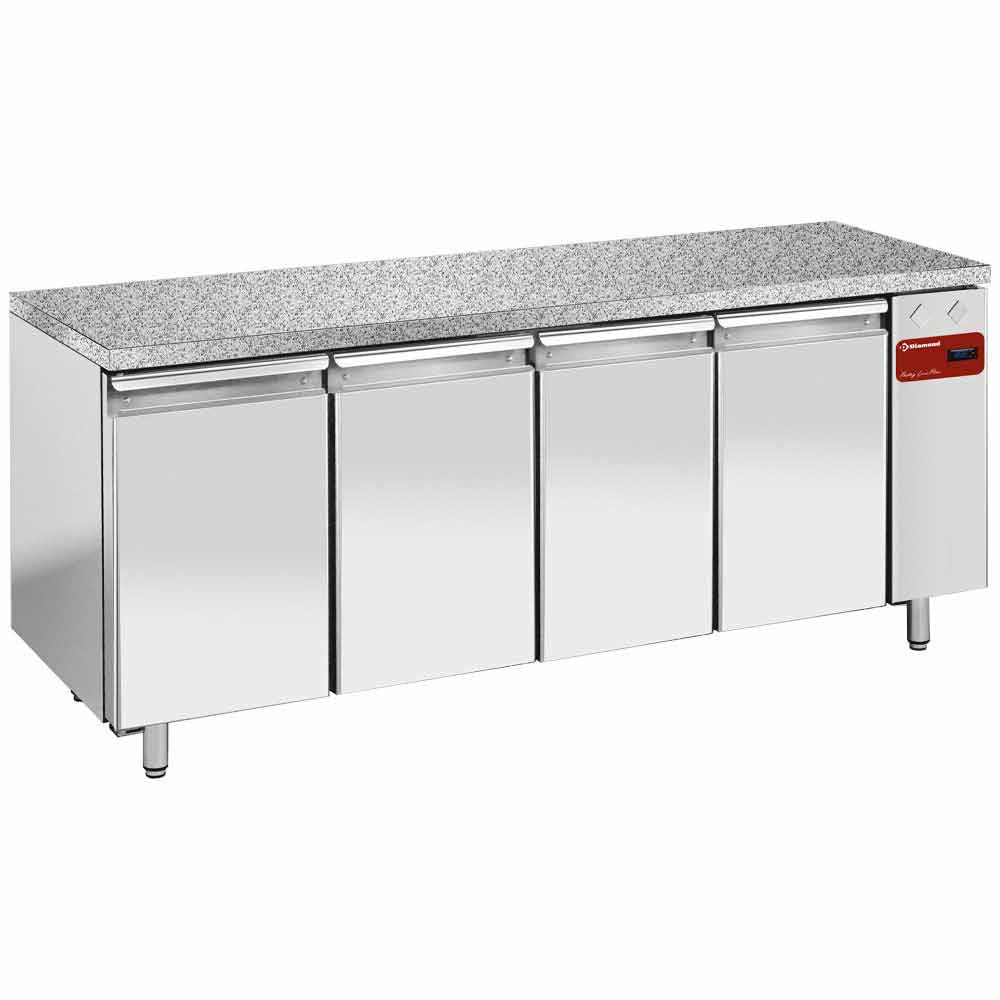 Diamond Koeltafel, ventilatie, 4 deuren EN 600x400 - Granieten blad (zonder groep) - TPS4N/HG