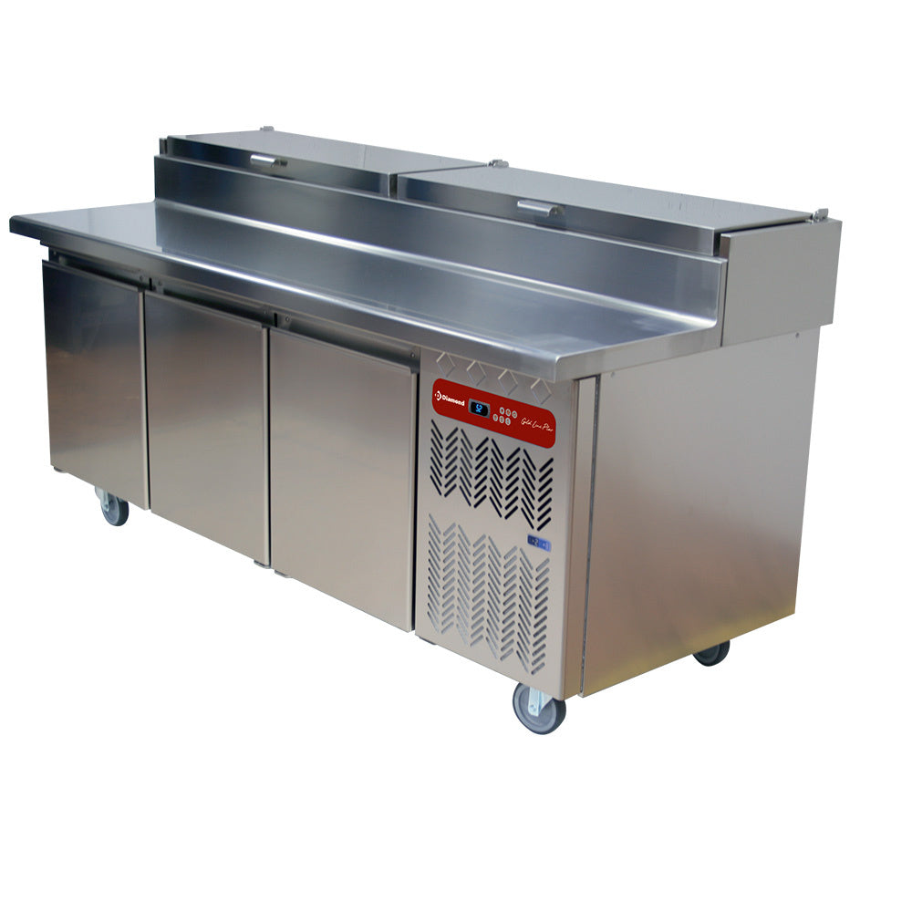 Diamond Refrigerated table, ventilated, 3 doors EN 600x400, refrigerated structure GN 10x 1/3 - TS31-US/H