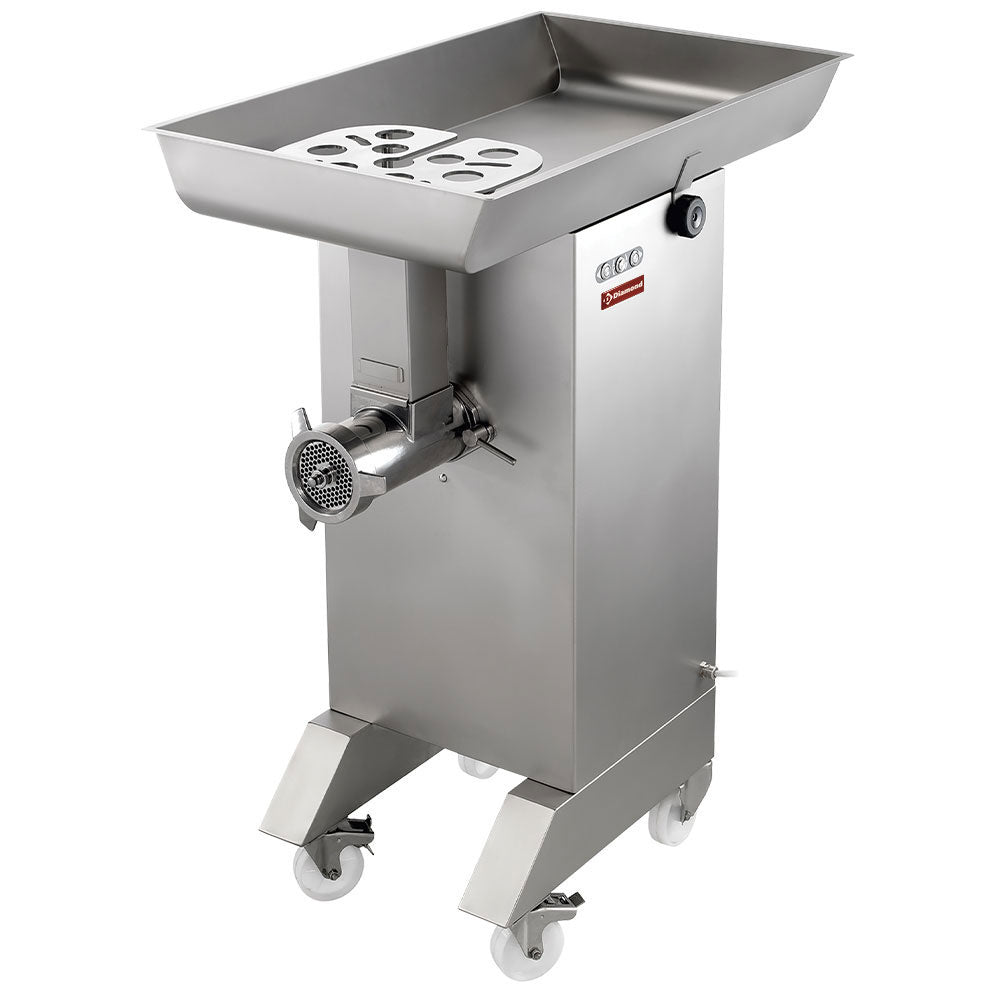 Diamond Stainless steel meat mincer N° 32, Ø 4.5 mm, 700 kg/h, with wheels - TTGD-32/CB-N