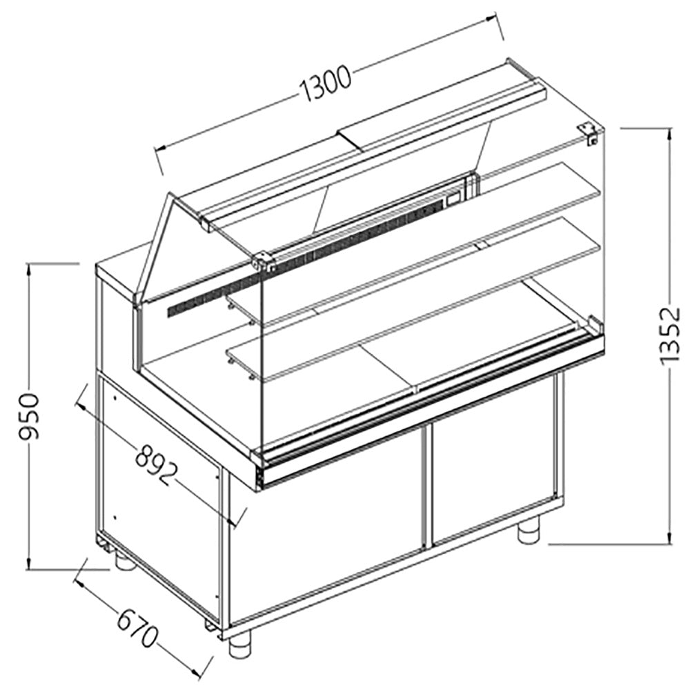 Diamond Präsentationstheke neutral x Bäckerei EN &amp; GN, hoch Glas - PA13X