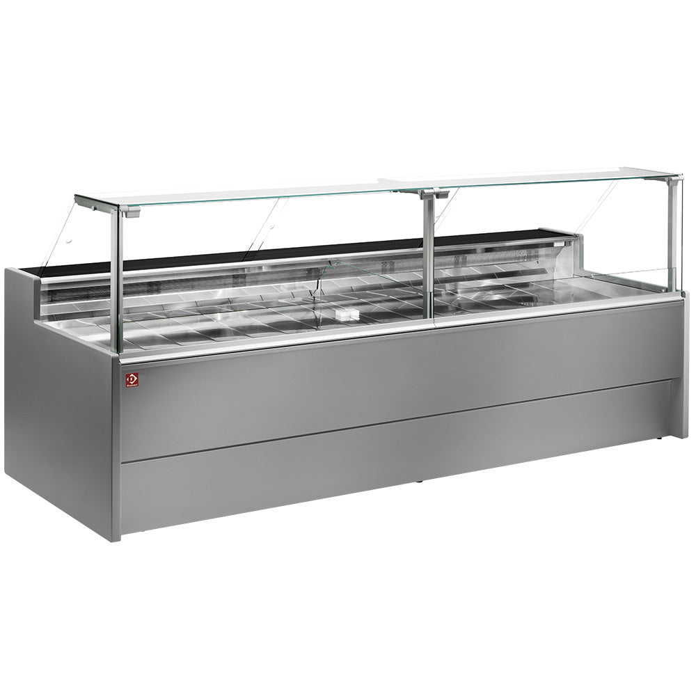 Diamond Ventilated refrigerated counter display with straight glass panel 90° with storeroom - GREY - VZ15/G8-VR2