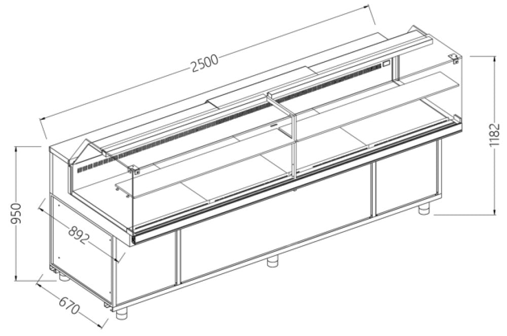 Diamond Display counter neutral x bakery EN & GN, low glass - PB25X