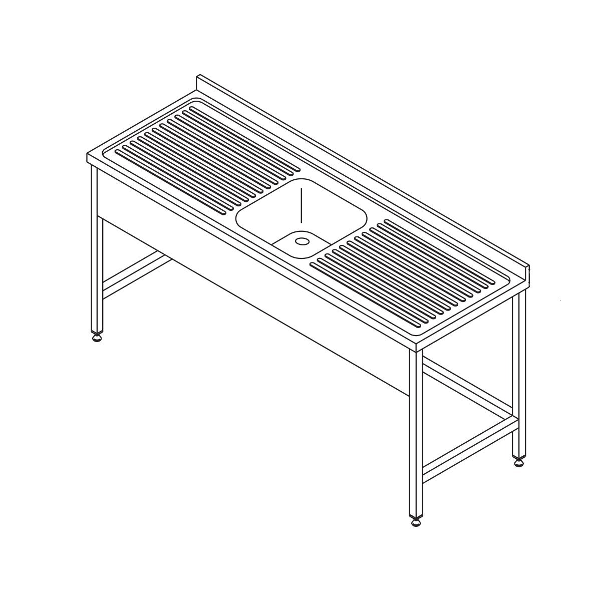 Maxima  Dishwashing Table - 1 Sink - with Backsplash - 120 x 60cm  - 09393900