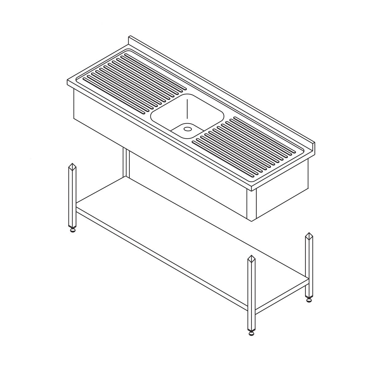 Maxima Afwastafel - 120 x 60 cm - met Spoelbak en Achterwand - incl Opbergplank - 09394000