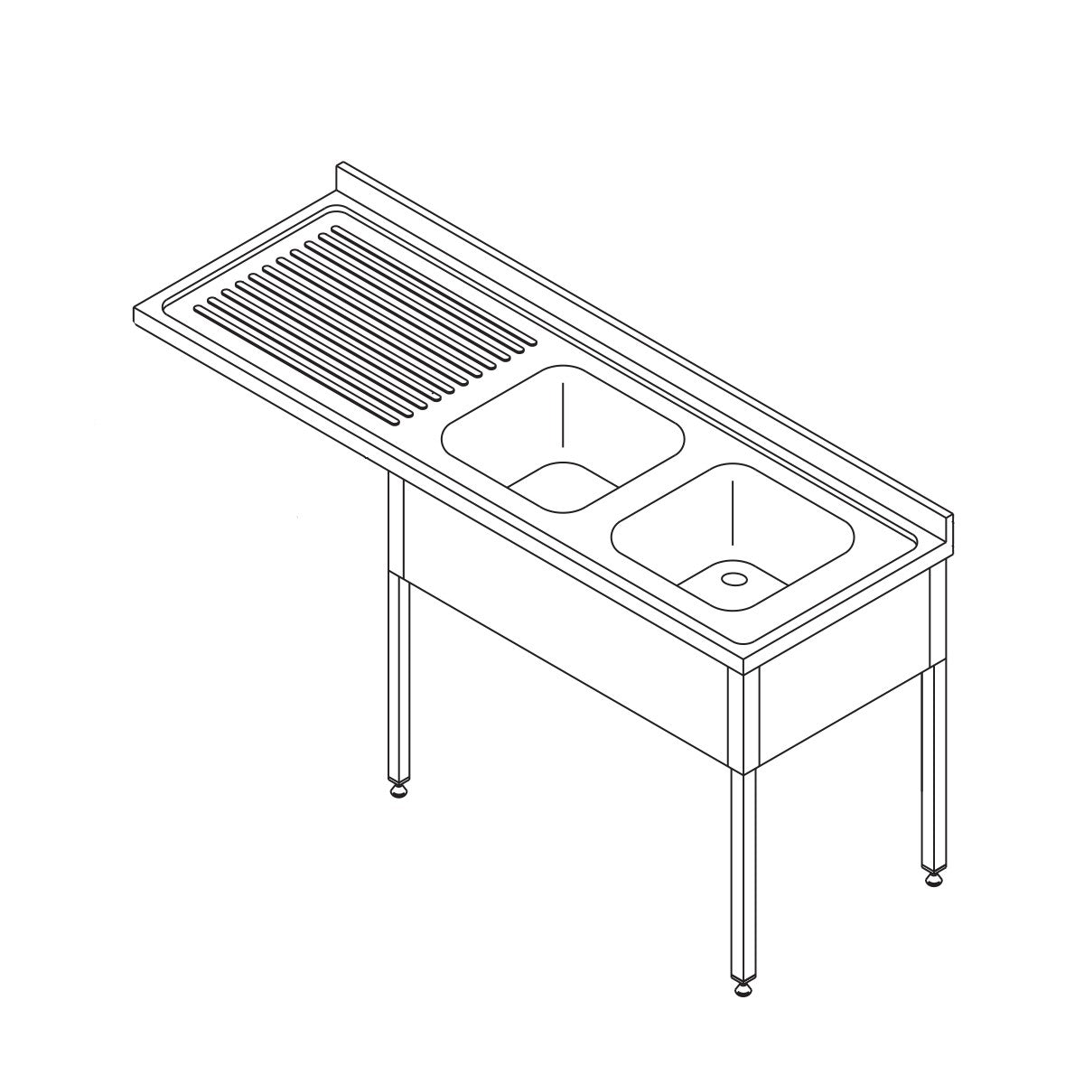 Maxima  Dishwasher Table with Sink - 160 x 60 - cm - Right  - 09394002