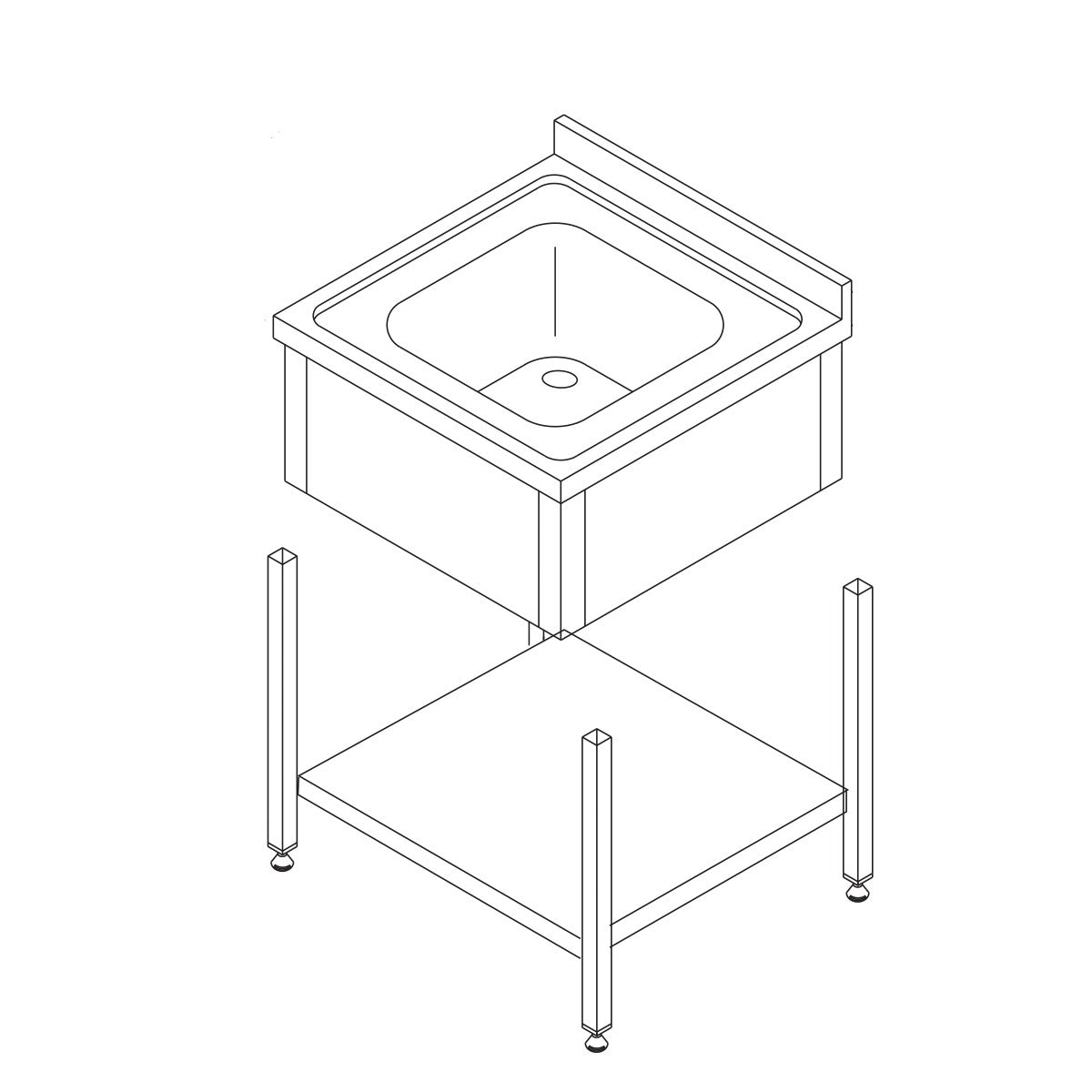 Maxima  Sink - with Backsplash and Shelf - 80 x 70cm  - 09394005