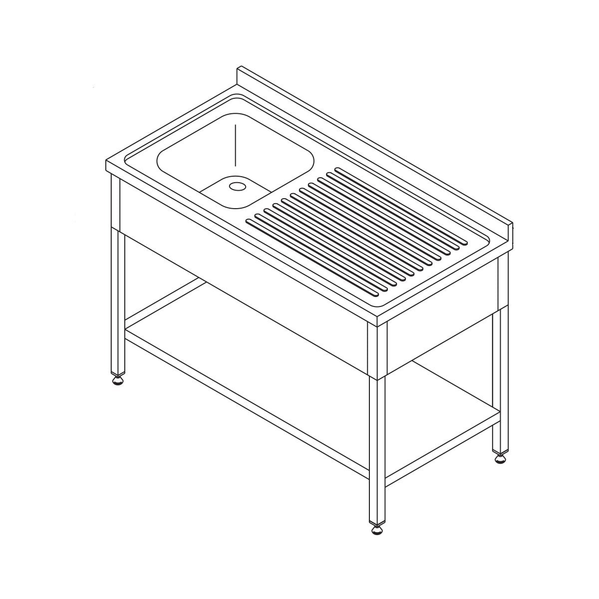 Maxima Geschirrspülertisch - 1 Spülbecken - mit Spritzschutz und Ablage - 140 x 60 cm - Links - 09394035