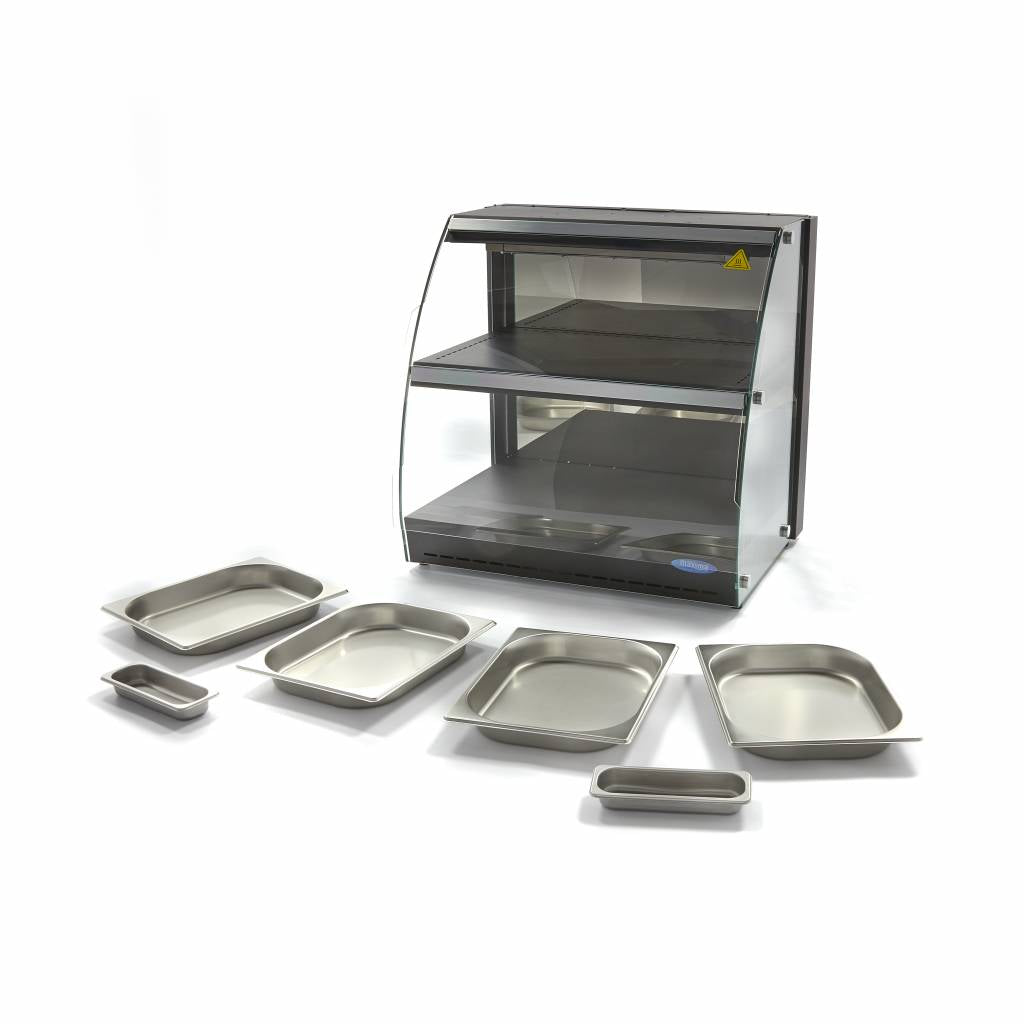 Maxima  Heated Food Display - 63cm - 2 Shelves - Closed - Fits 4 x 1/2 GN  - 09400755