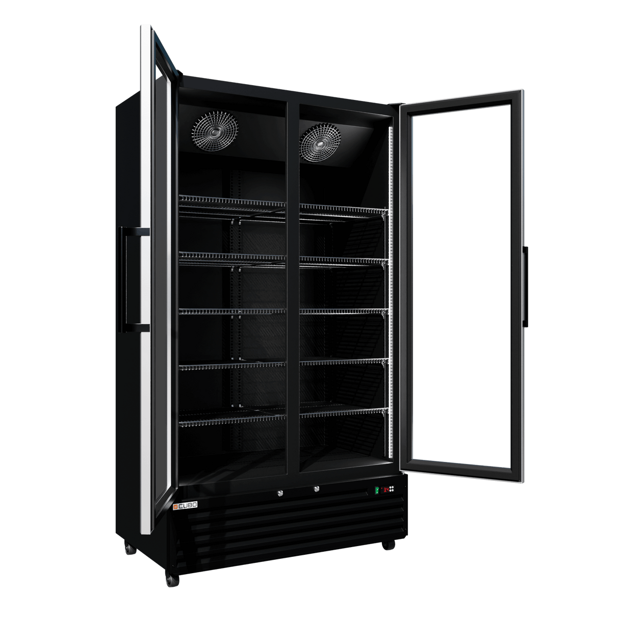 CUBO Koelkast -879 Liter – 2 Glasdeuren – 10 Legplanken – Zwart Interieur – CS-SU1000
