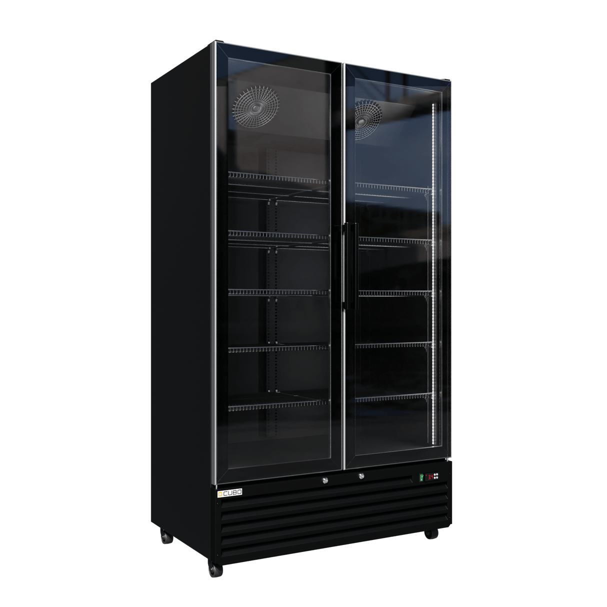CUBO Koelkast -879 Liter – 2 Glasdeuren – 10 Legplanken – Zwart Interieur – CS-SU1000