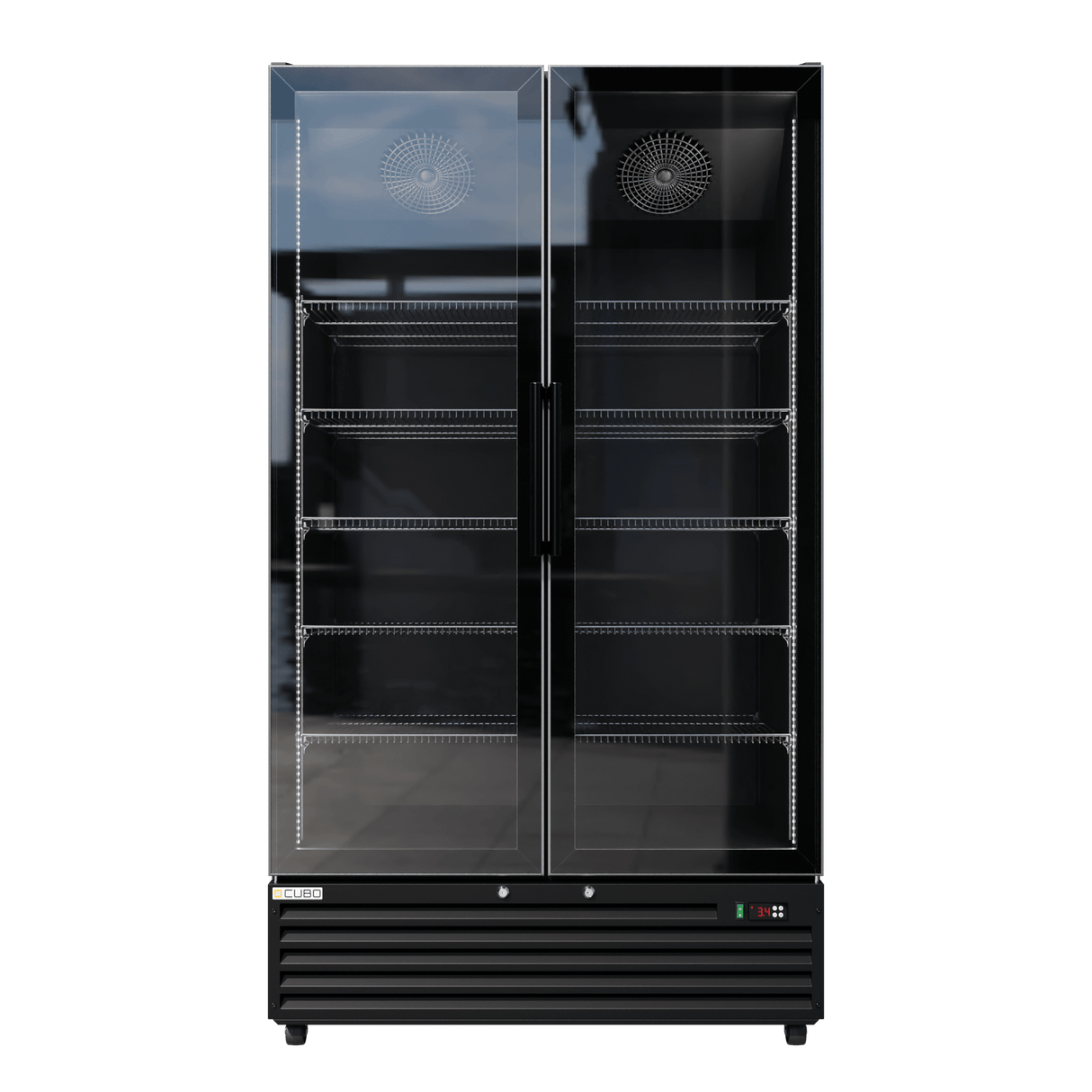 CUBO Koelkast -879 Liter – 2 Glasdeuren – 10 Legplanken – Zwart Interieur – CS-SU1000