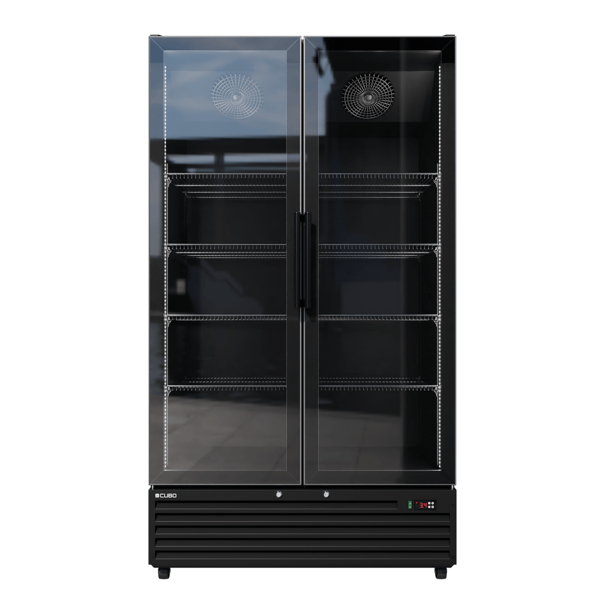 CUBO Koelkast -879 Liter – 2 Glasdeuren – 10 Legplanken – Zwart Interieur – CS-SU1000