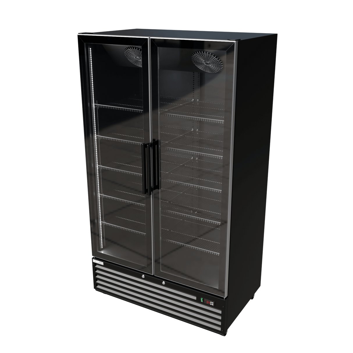 CUBO Koelkast -879 Liter – 2 Glasdeuren – 10 Legplanken – Zwart Interieur – CS-SU1000
