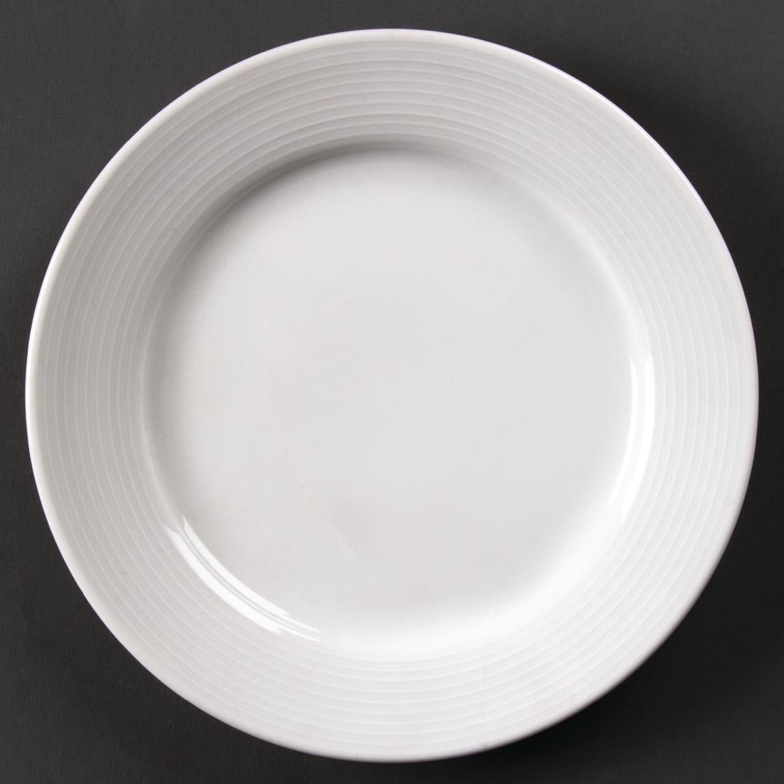 Olympia Linear Wide Rimmed Plates White 200mm (Pack of 12) - U090  Olympia