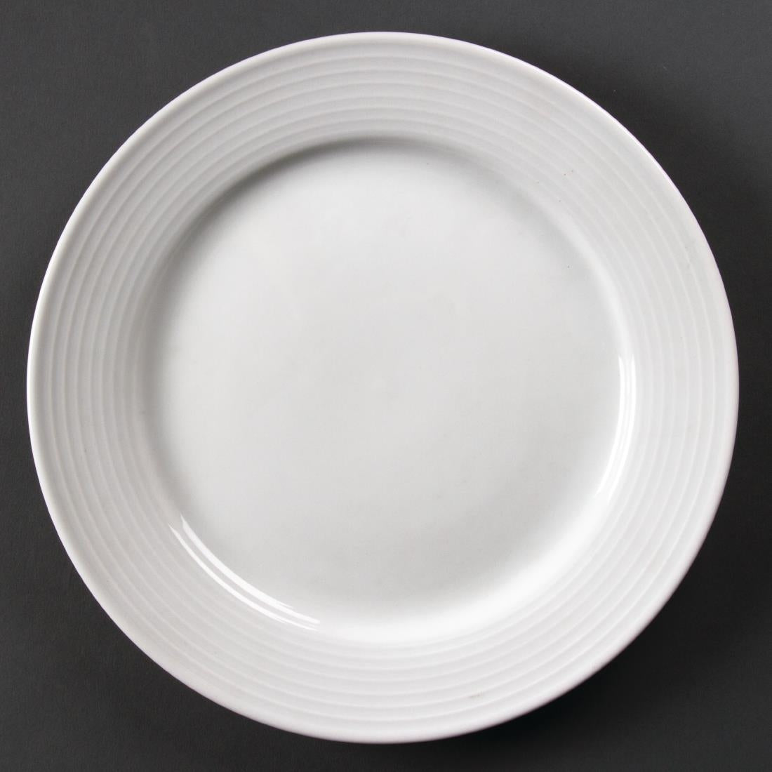 Olympia Linear Wide Rimmed Plates White 250mm (Pack of 12) - U091  Olympia