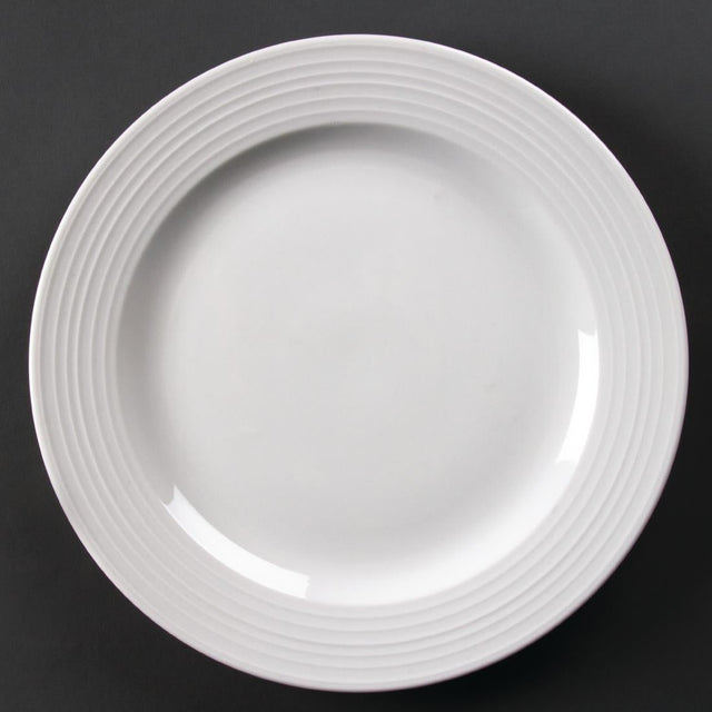 Olympia Linear Wide Rimmed Plates White 310mm (Pack of 6) - U092  Olympia