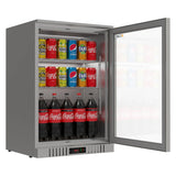 Bar Fridge 133L - 1 Glass Door Stainless Steel - Lockable - CS-130H-S-EE