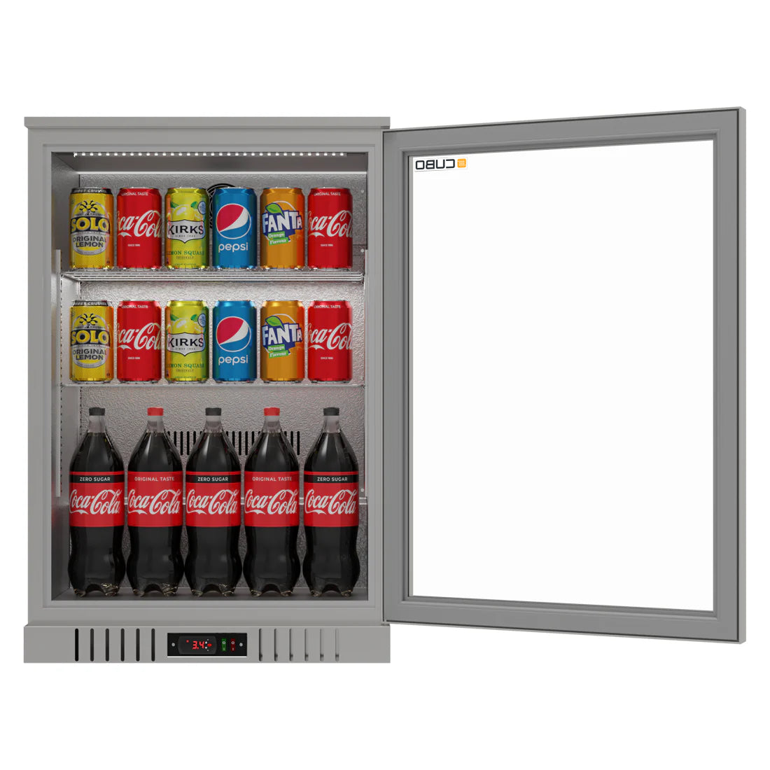 Barkühlschrank 133L - 1 Glastür Edelstahl - Abschließbar - CS-130H-S-EE