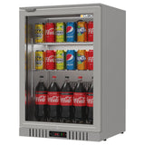 Bar Fridge 133L - 1 Glass Door Stainless Steel - Lockable - CS-130H-S-EE