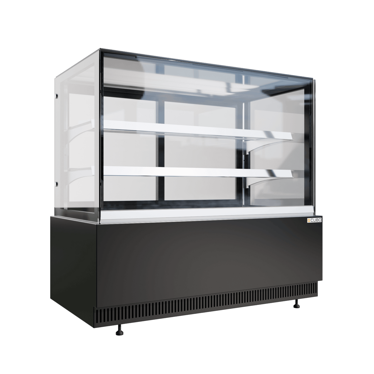 Cubo Kühlvitrine für Kuchen und Gebäck – 1260 mm – Schwarz mit Edelstahlregalen und Glastür – LED-Beleuchtung – CS-BDC12