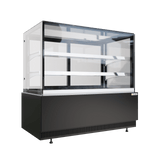 Cubo Kühlvitrine für Kuchen und Gebäck – 1260 mm – Schwarz mit Edelstahlregalen und Glastür – LED-Beleuchtung – CS-BDC12