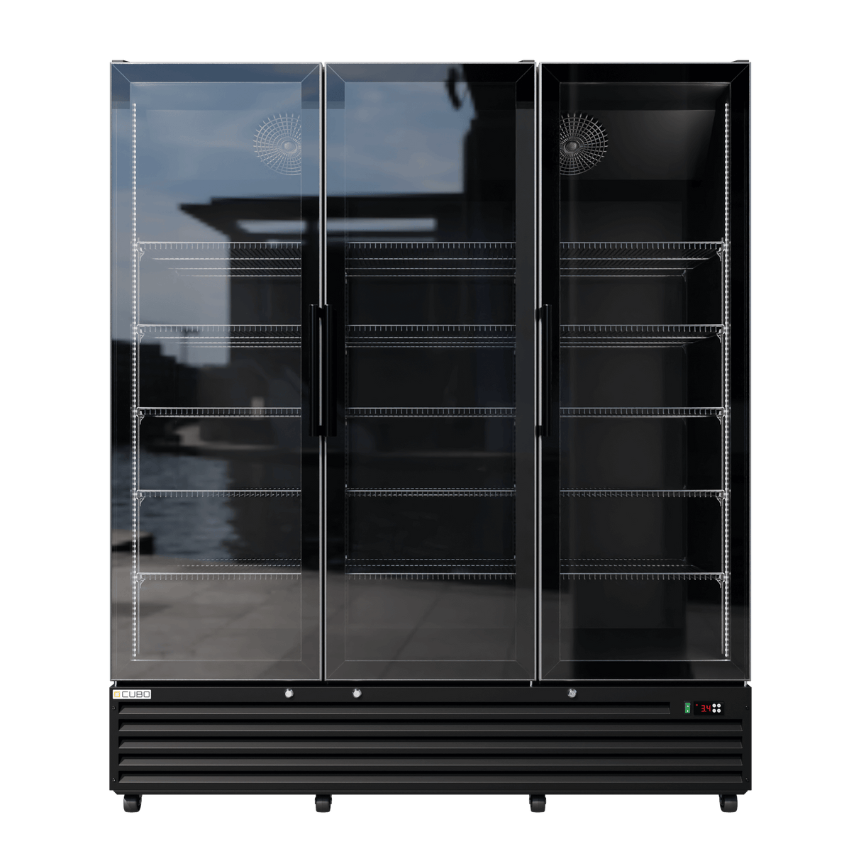 CUBO koelkast - 1483 Liter – 3 Glasdeuren – 15 Legplanken – Zwart Interieur – CS-SU1500
