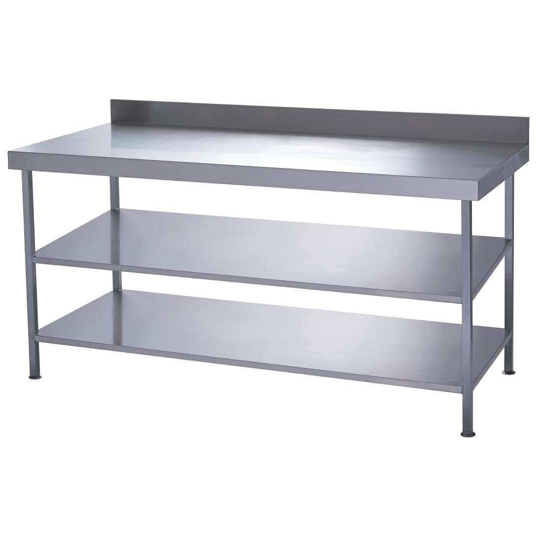Parry Fully Welded Stainless Steel Wall Table 2 Undershelves 1200x600mm - DC610  Parry