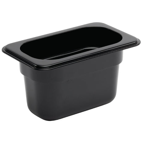 Vogue Polycarbonate 1/9 Gastronorm Container 100mm Black - U473  Vogue