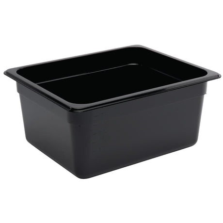 Vogue Polycarbonate 1/2 Gastronorm Container 150mm Black - U460  Vogue