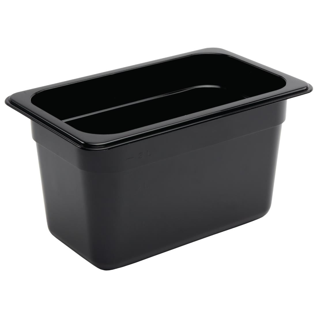 Vogue Polycarbonate 1/4 Gastronorm Container 150mm Black - U468  Vogue