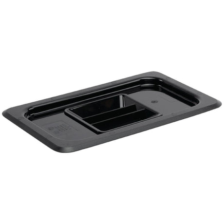 Vogue Polycarbonate 1/4 Gastronorm Lid Black - U477  Vogue