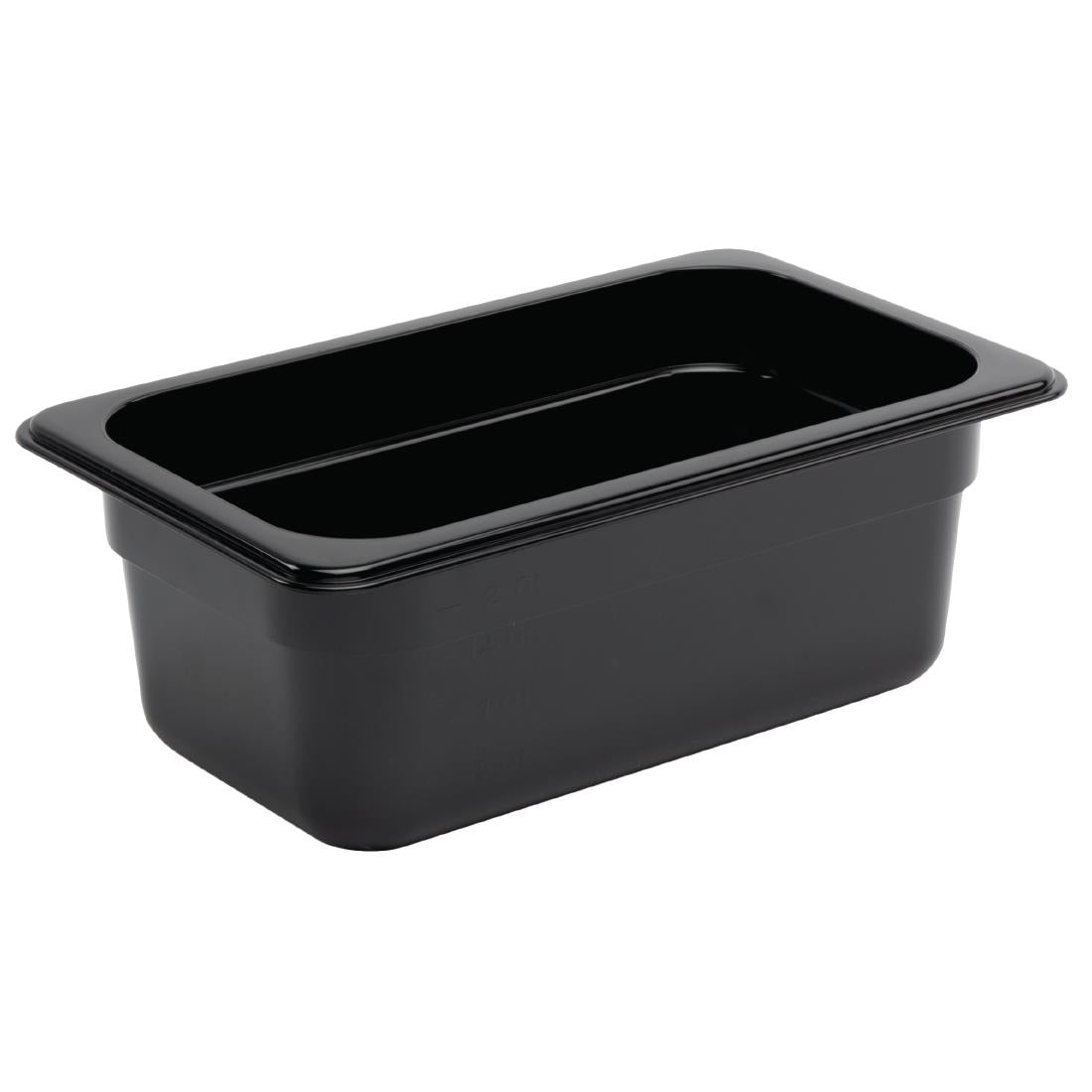 Vogue Polycarbonate 1/4 Gastronorm Container 100mm Black - U467  Vogue