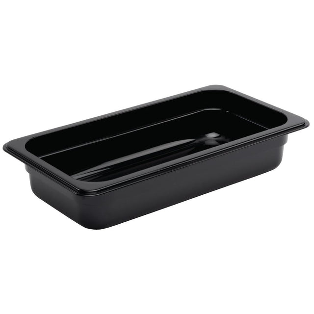 Vogue Polycarbonate 1/3 Gastronorm Container 65mm Black - U462  Vogue