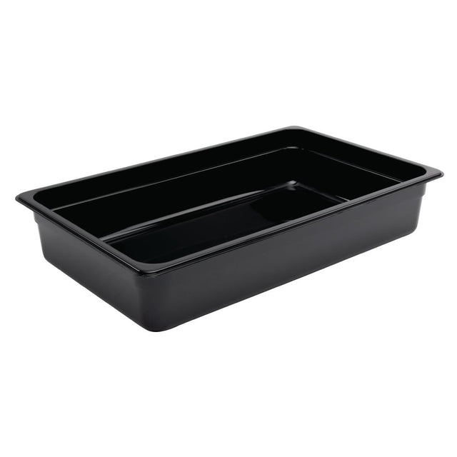 Vogue Polycarbonate 1/1 Gastronorm Container 100mm Black - U455  Vogue