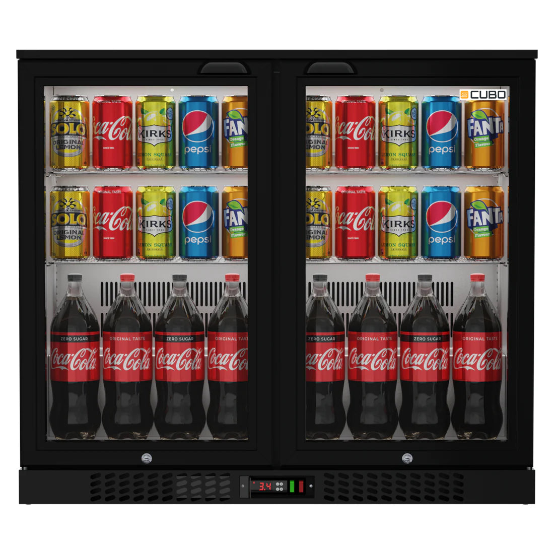 Bar Fridge 207L - 2 Hinged Glass Doors - Lockable - CS-210H-EE