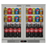 Bar Fridge 207L - 2 Hinged Glass Doors Stainless Steel - Lockable - CS-210H-S-EE