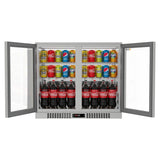 Bar Fridge 207L - 2 Hinged Glass Doors Stainless Steel - Lockable - CS-210H-S-EE