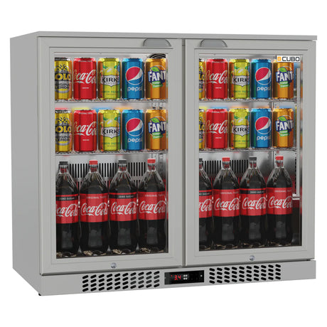 Bar Fridge 207L - 2 Hinged Glass Doors Stainless Steel - Lockable - CS-210H-S-EE