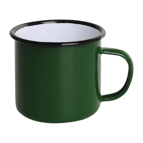 Olympia Enamel Mugs Green 350ml (Pack of 6) - DC396  Olympia