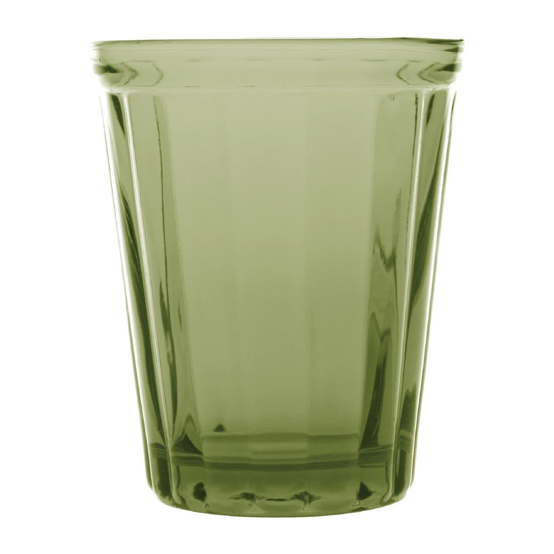 Olympia Cabot Panelled Glass Tumbler Green 260ml (Pack of 6) - CR829  Olympia