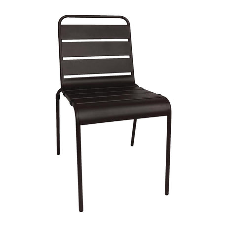 Bolero Amalfi Slatted Steel Side Chairs Black (Pack of 4) - CS728  Bolero