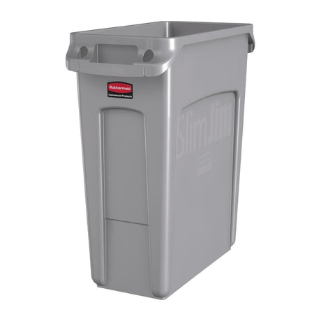 Rubbermaid Slim Jim Container With Venting Channels Grey 60Ltr - F603  Slim Jim