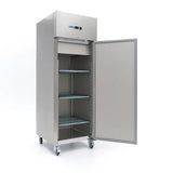 Maxima Kühlschrank – 600L – 3 verstellbare Einlegeböden (2/1 GN) – Edelstahl – auf Rollen
