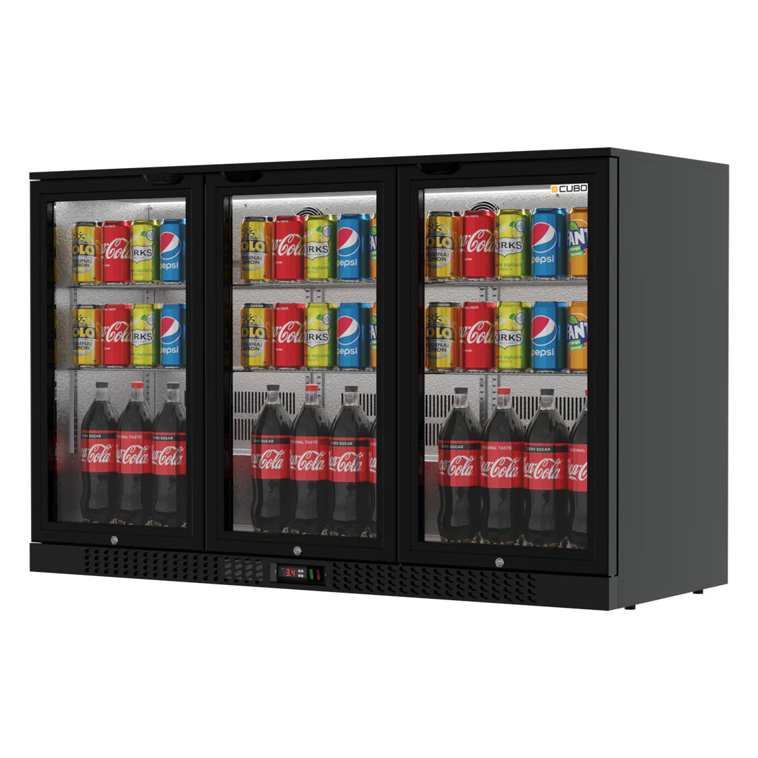 Bar Fridge 324L - 3 Hinged Glass Doors - Lockable - CS-320H-EE